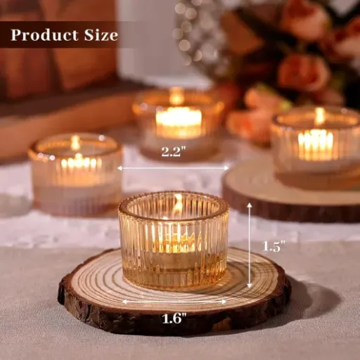 Test Auzritek Lot de 24 Photophore Verre : plein de petites bougies dorées pour habiller une table sans se ruiner