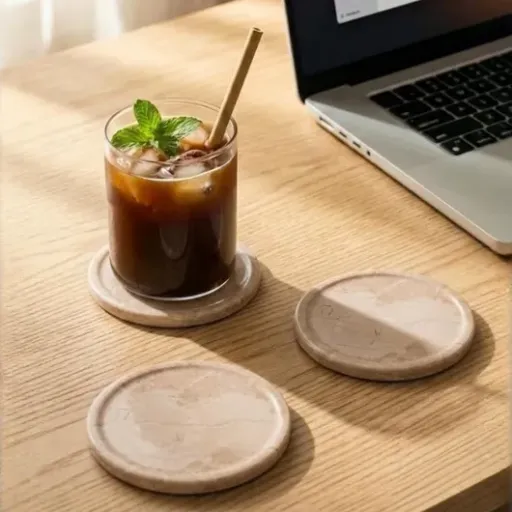 Test Radicaln Lot de 6 sous-verres en marbre Vérone : jolis, lourds, et globalement efficaces sur la table basse