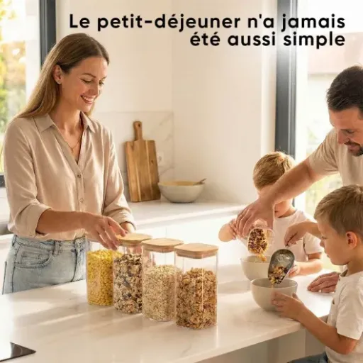 Test Deco haus Bocaux 6x1600 ml : du verre costaud pour ranger pâtes et céréales sans se prendre la tête