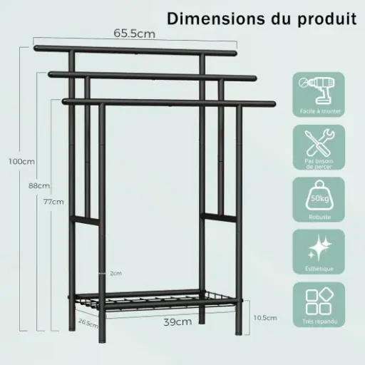 Test BEWISHOME Porte Serviette sur pied : simple, costaud et pratique pour la salle de bain