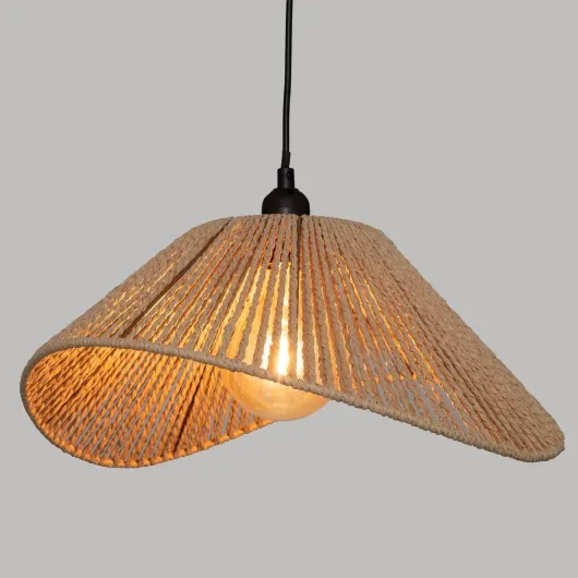 Atmosphera - Suspension Luminaire Myha Beige D45 cm - Ampoule Non Incluse E27 40W - Papier Tressé, Hauteur Réglable - Pour Salon, Chambre, Cuisine, Bureau