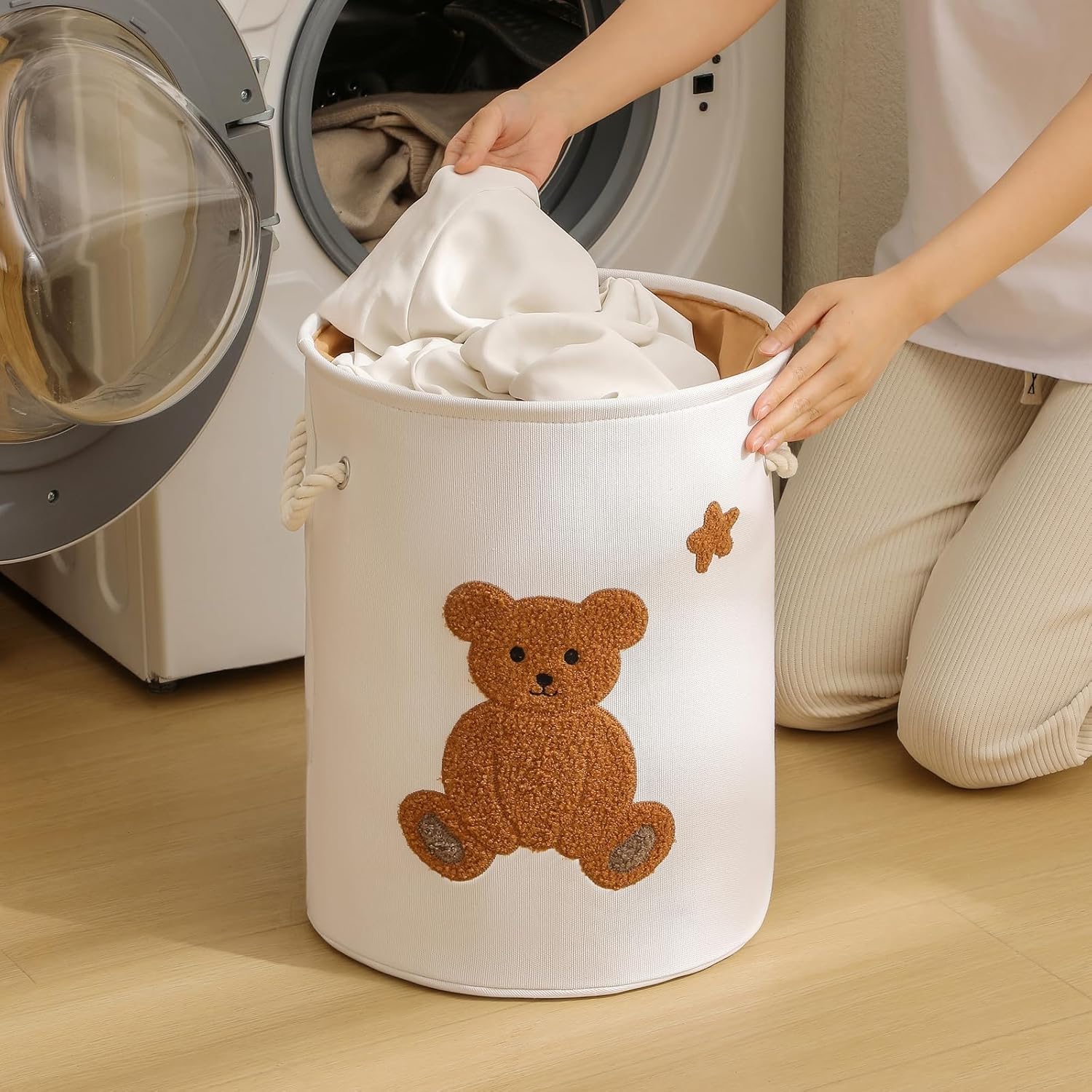 Panier à linge pour enfants, Panier pour chambre de bébé, Panier à linge pour bébé, Paniers de rangement pour peluches et jouets, Paniers pour chambre de tout-petit, Paniers à linge sale (Ours)