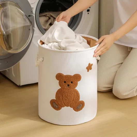 Panier à linge pour enfants, Panier pour chambre de bébé, Panier à linge pour bébé, Paniers de rangement pour peluches et jouets, Paniers pour chambre de tout-petit, Paniers à linge sale (Ours)