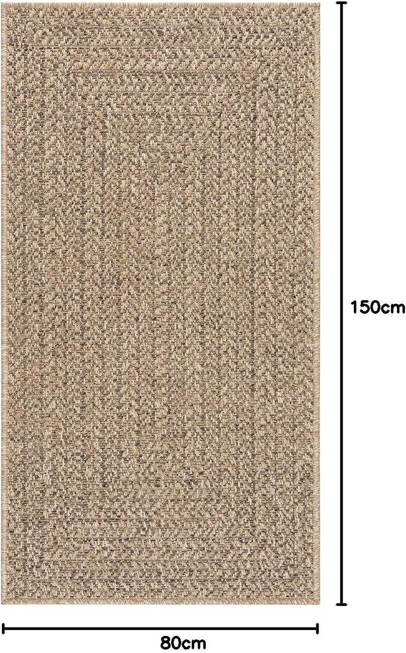 Kansas – Tapis intérieur Confortable et élégant pour Salon, Chambre ou Couloir, Doux et Chaleureux, Facile à Nettoyer, Style Jute Naturel, également adapté pour l’extérieur, 80 x 150 cm 80 x 150 cm Rectangulaire Nature-2