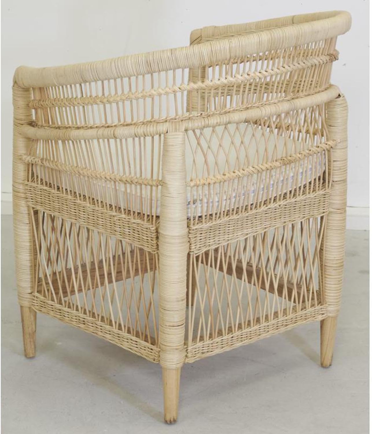 Fauteuil en Rotin Naturel avec Coussin Déhoussable en Mousse - Dimensions 62X62X86 cm - Design Élégant et Durable - Idéal pour Salon - Couleur Naturelle - Taille Standard